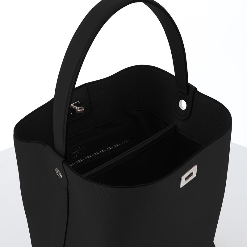 LEATHER BUCKET BAG ODEON PM BLACK