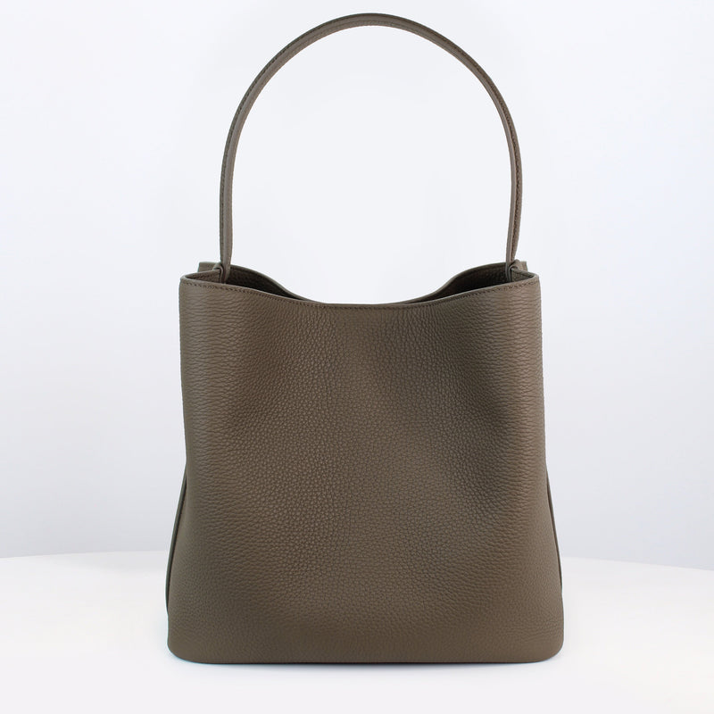 LEATHER BUCKET BAG ODEON PM TAUPE