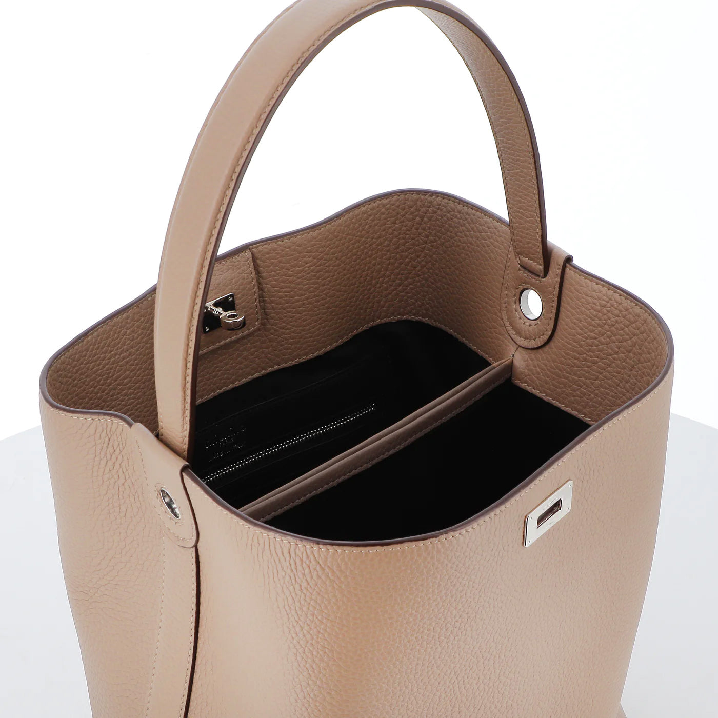 LEATHER BUCKET BAG ODEON PM TOURTERELLE