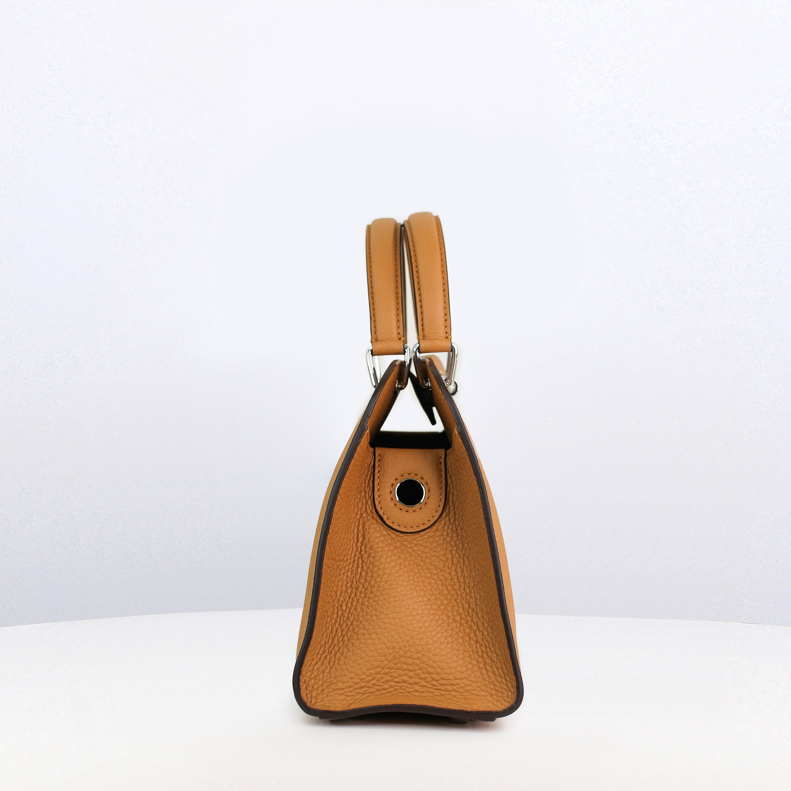 LEATHER HANDBAG OPERA MINI CAMEL