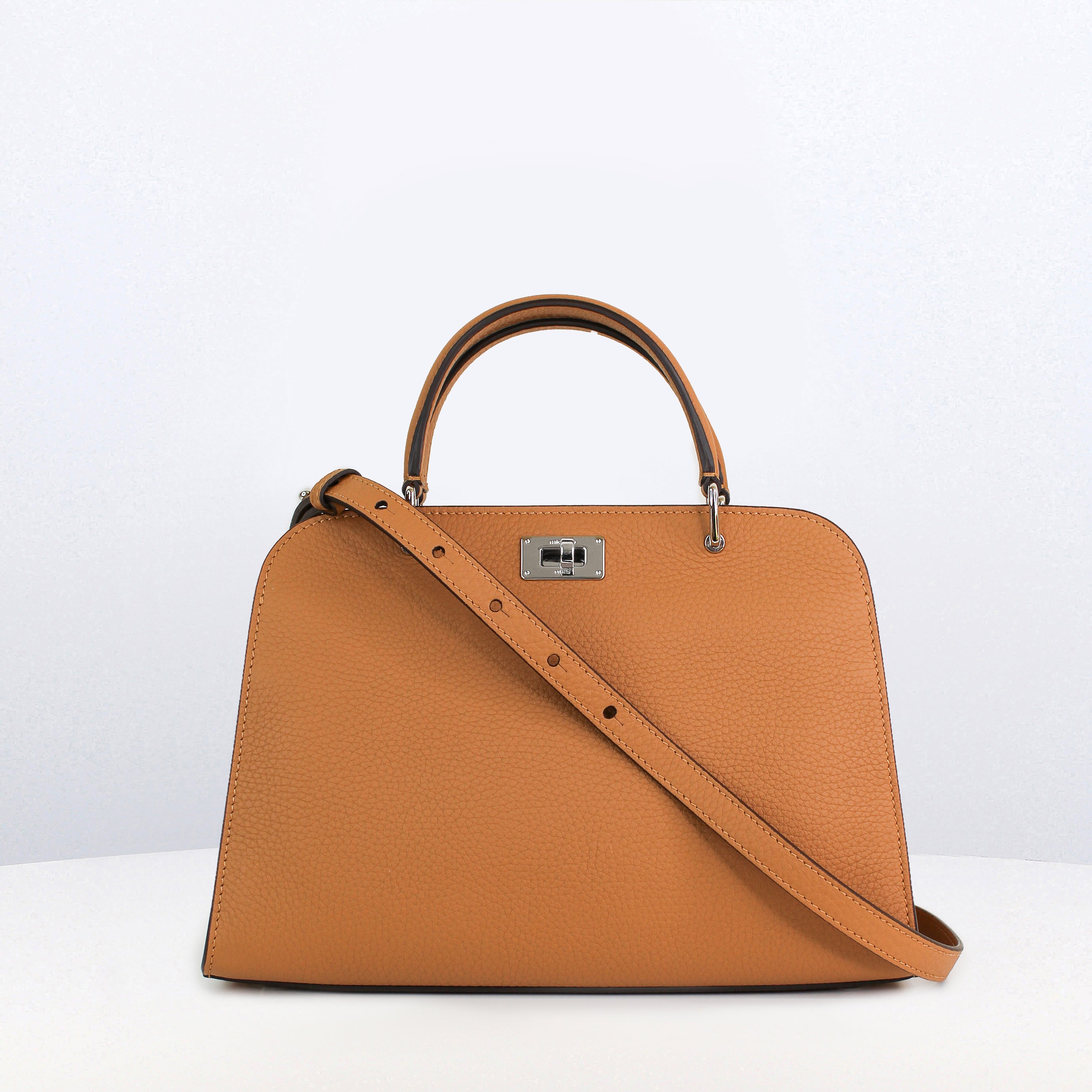 LEATHER HANDBAG OPERA MINI CAMEL