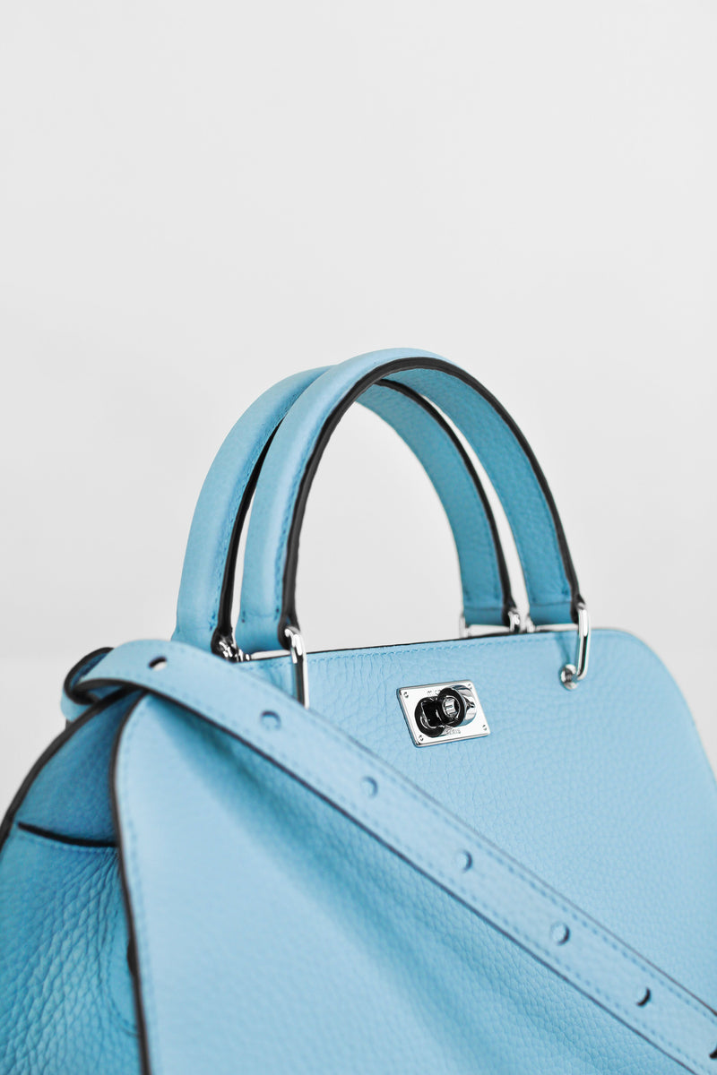 LEATHER HANDBAG OPERA MINI SKY BLUE
