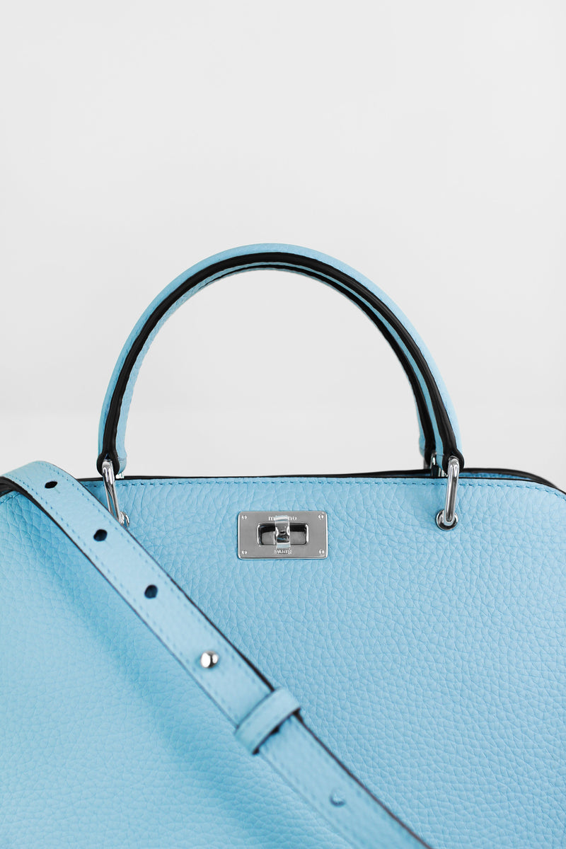 LEATHER HANDBAG OPERA MINI SKY BLUE