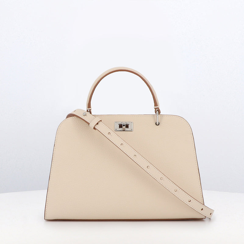 LEATHER HANDBAG OPERA MINI IVORY