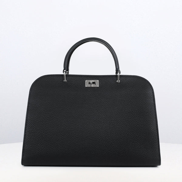 LEATHER HANDBAG OPERA PM BLACK