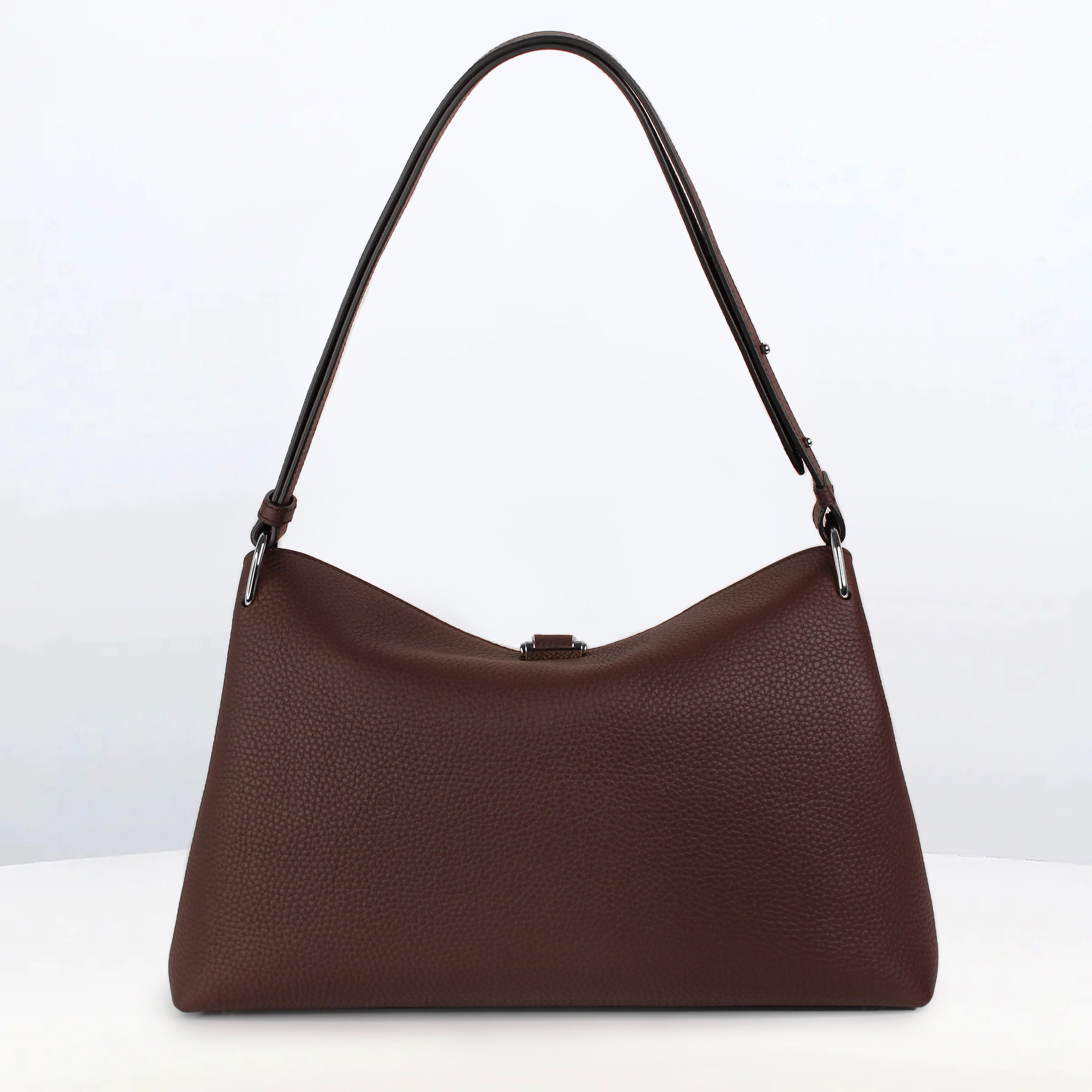 LEATHER HANDBAG PASSY PM PRUNE