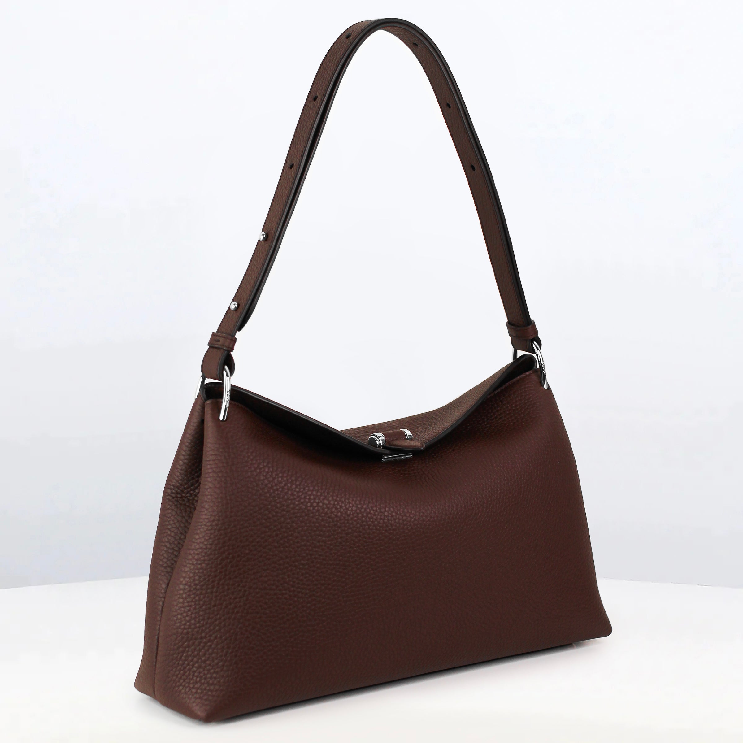 LEATHER HANDBAG PASSY PM PRUNE