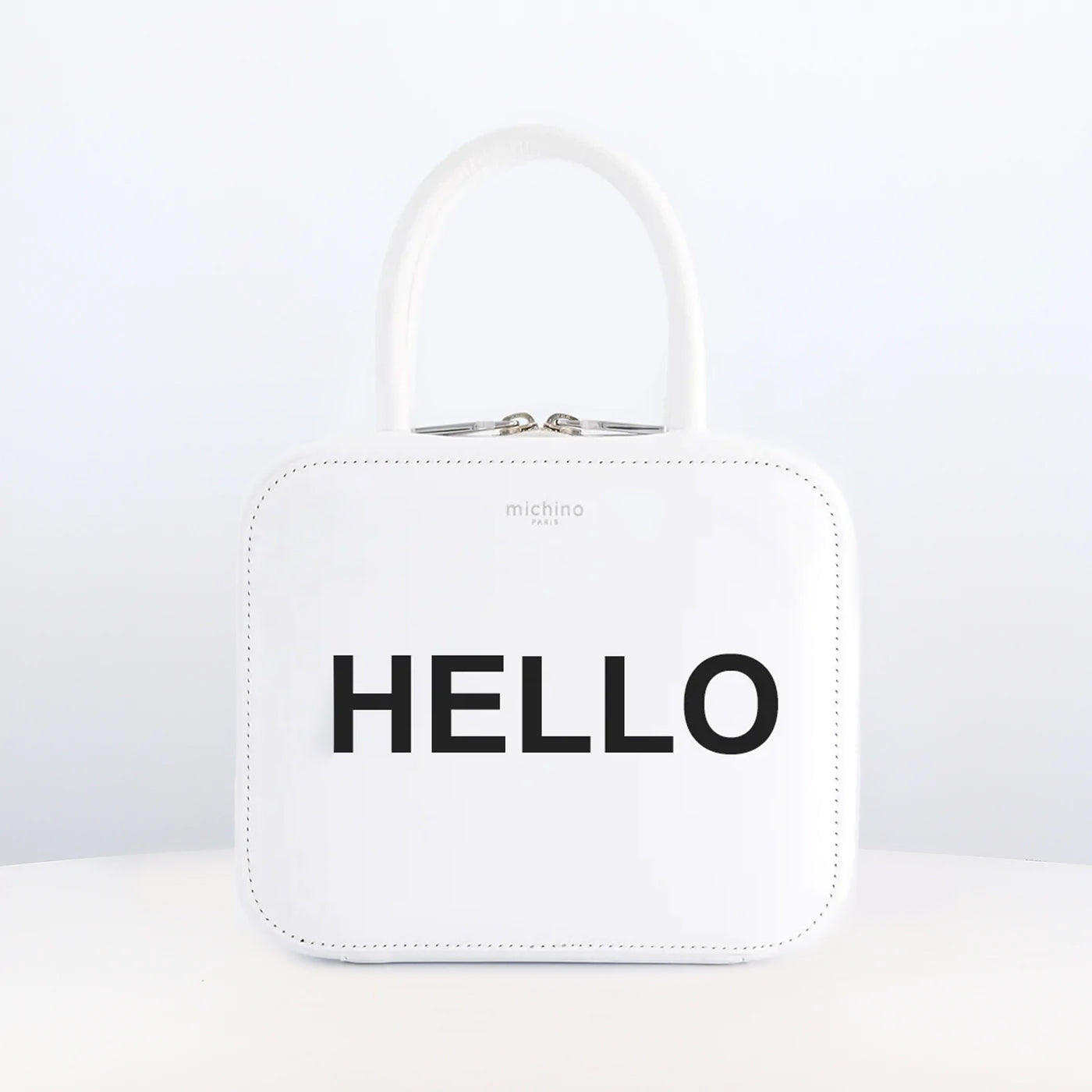 "Archive Event" LEATHER HANDBAG PIGALLE PM WHITE HELLO