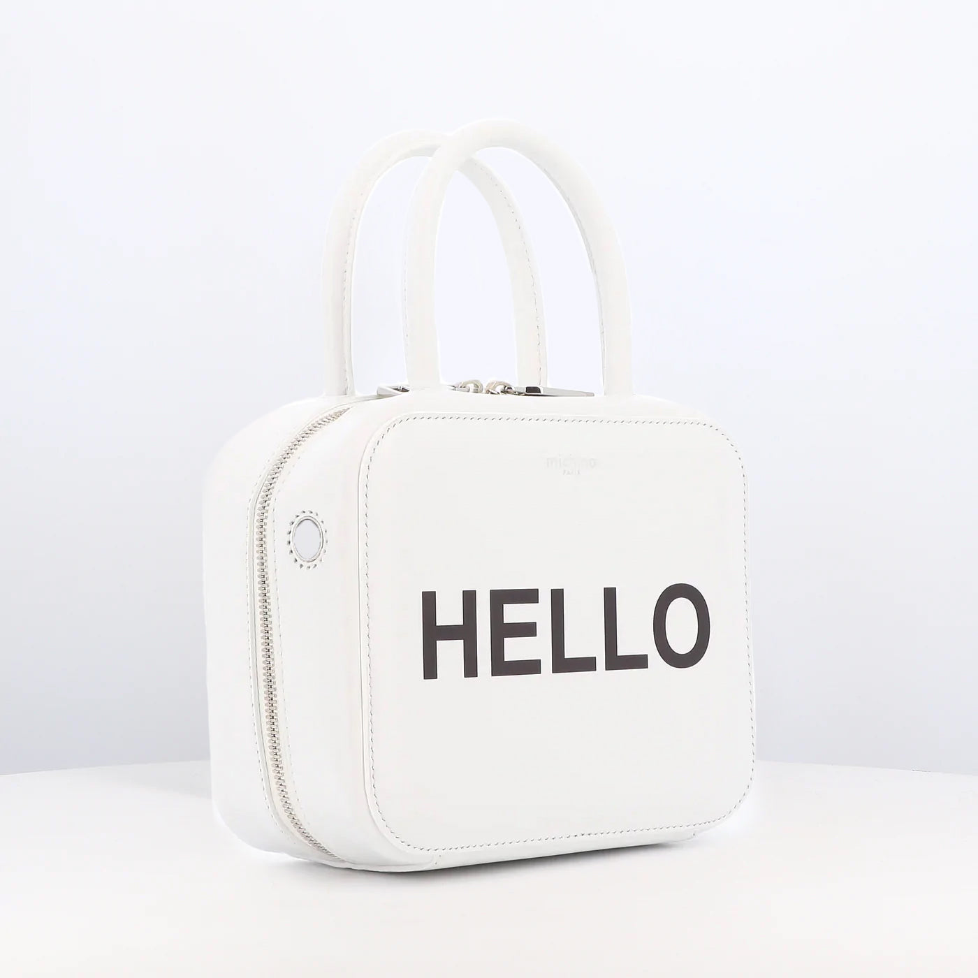 "Archive Event" LEATHER HANDBAG PIGALLE PM WHITE HELLO