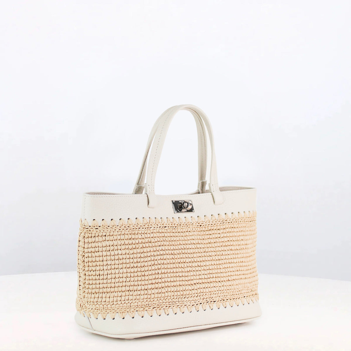 RAFFIA TOTE SEINE20 IVORY