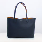 RIVOLI REVERSIBLE LEATHER TOTE BAG EAST/WEST CAMEL/SMOKE