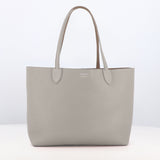 RIVOLI REVERSIBLE LEATHER TOTE BAG EAST/WEST TOURTERELLE/CRAIE