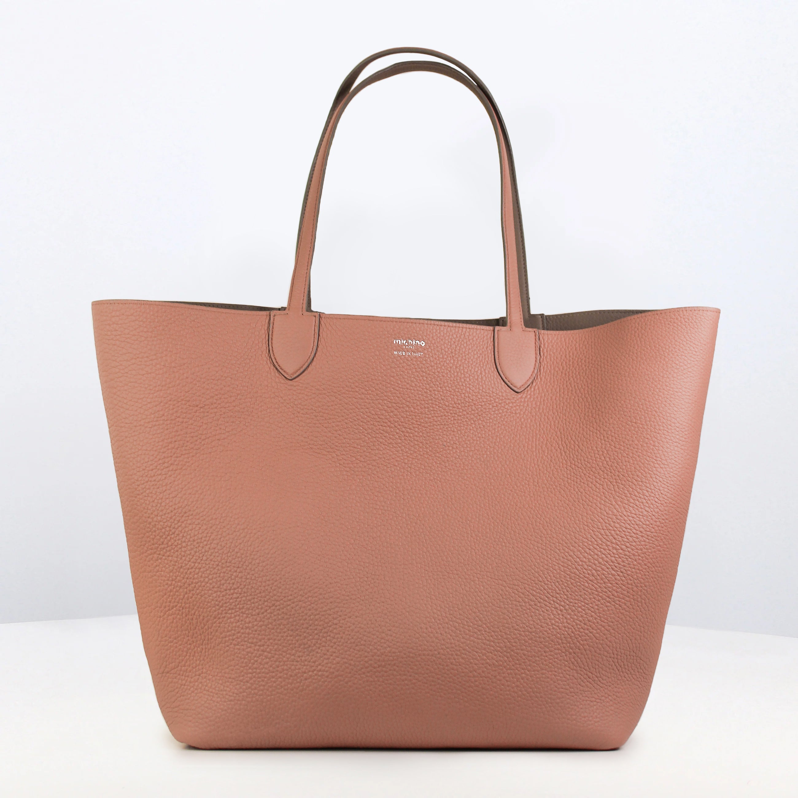"Archive Event" RIVOLI REVERSIBLE LEATHER TOTE BAG GM EAST/WEST ELEPHANT/NUDE