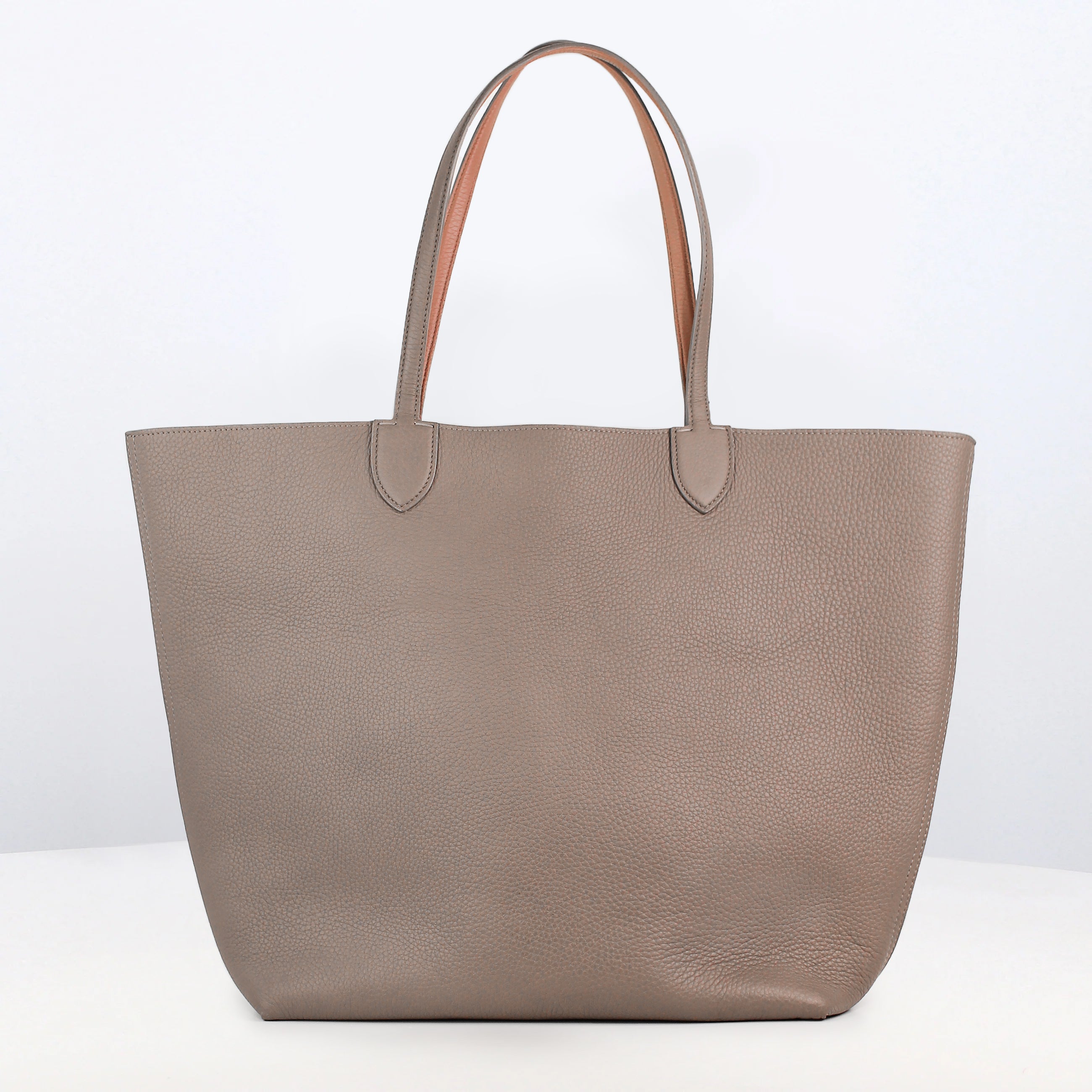 "Archive Event" RIVOLI REVERSIBLE LEATHER TOTE BAG GM EAST/WEST ELEPHANT/NUDE
