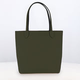 RIVOLI REVERSIBLE LEATHER TOTE BAG NORTH/SOUTH KHAKI/BLACK