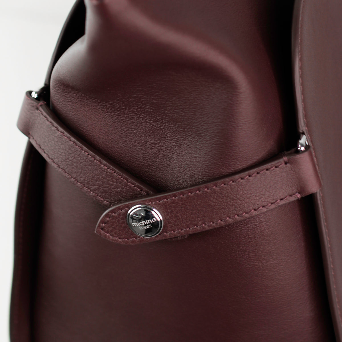 LEATHER HANDBAG SEPTIEME MM PRUNE