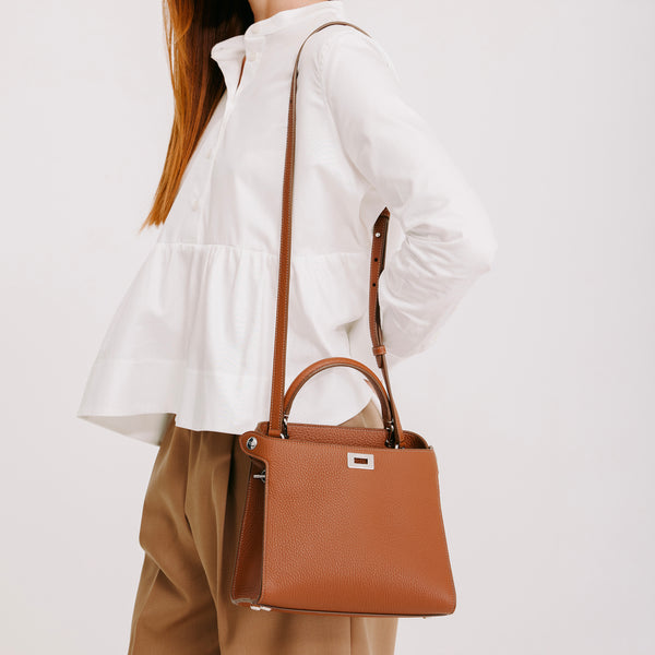 LEATHER HANDBAG LUTECE MINI GOLD