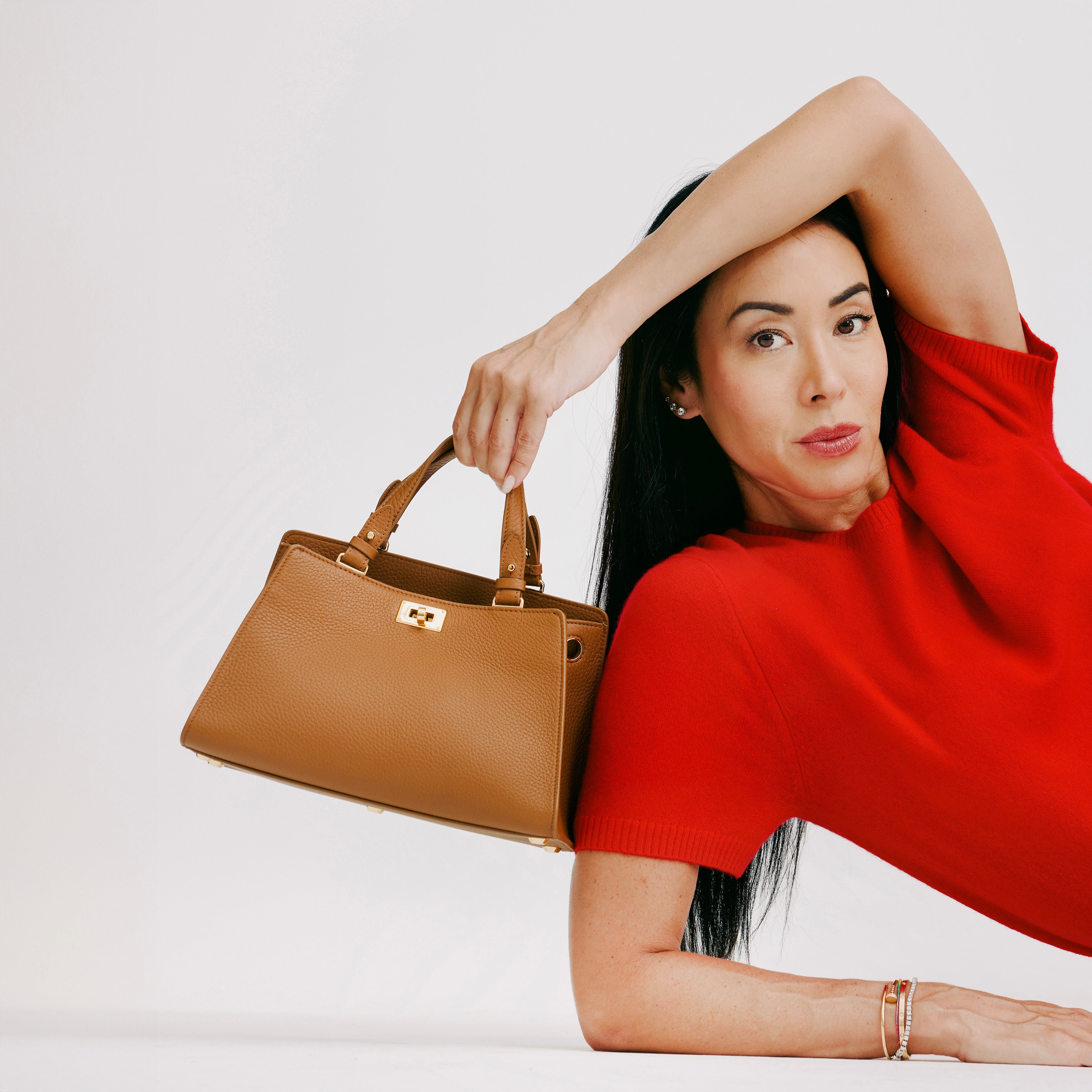 LEATHER HANDBAG TROCADERO CHESTNUT