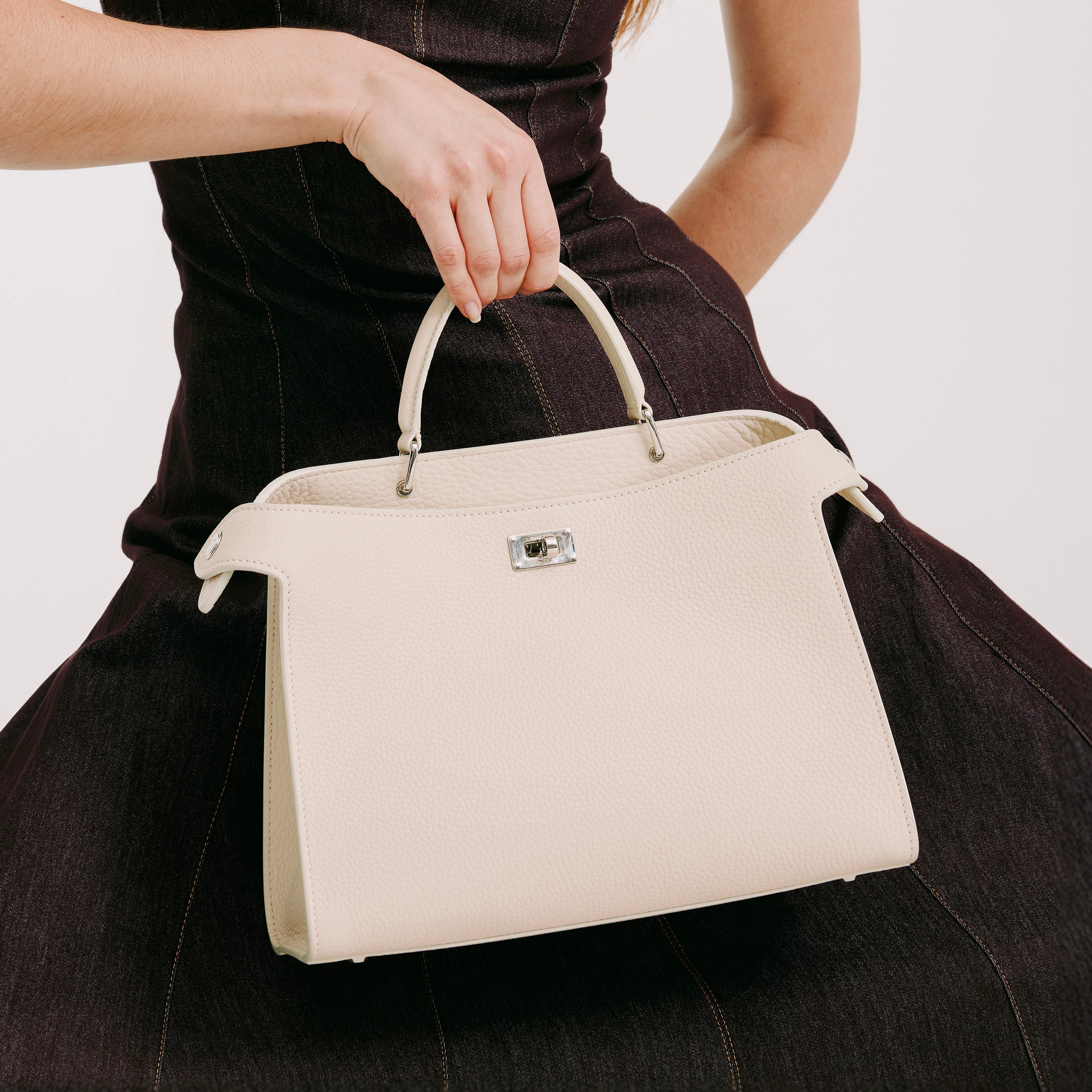 LEATHER HANDBAG LUTECE PM IVORY
