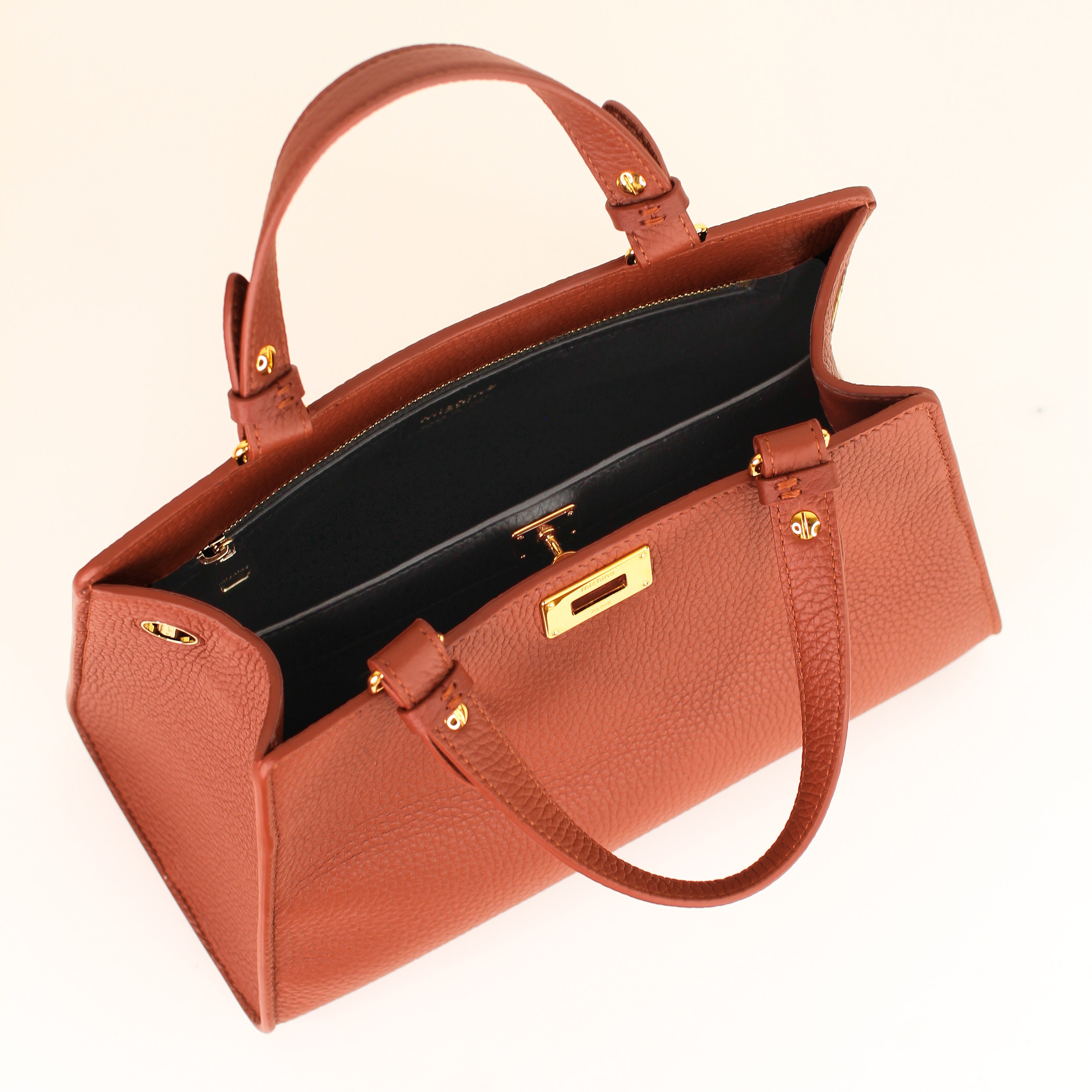LEATHER HANDBAG TROCADERO MINI BRICK RED