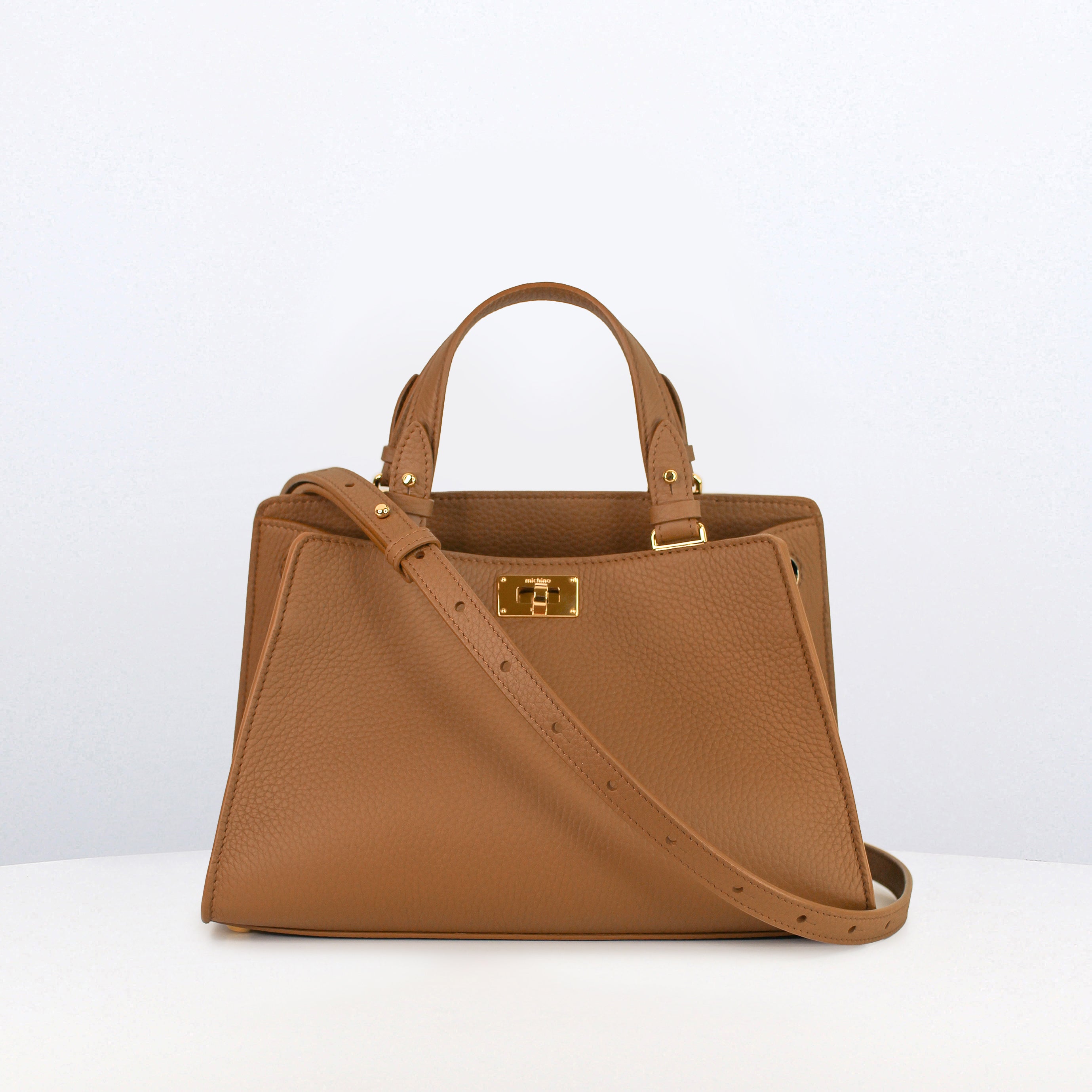 LEATHER HANDBAG TROCADERO MINI CHESTNUT