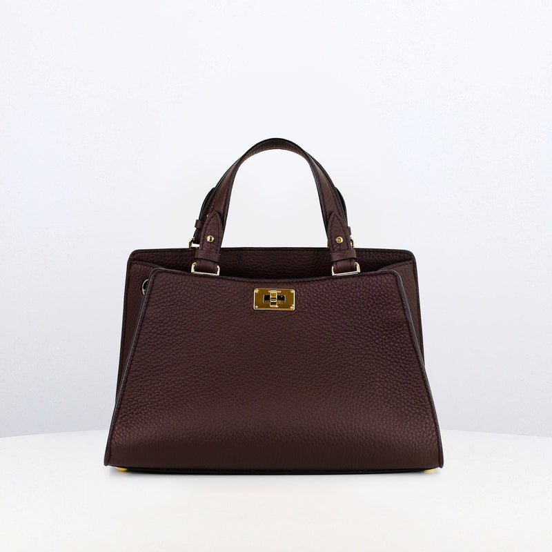 LEATHER HANDBAG TROCADERO MINI PRUNE