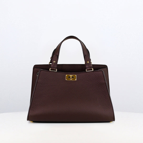 LEATHER HANDBAG TROCADERO PRUNE