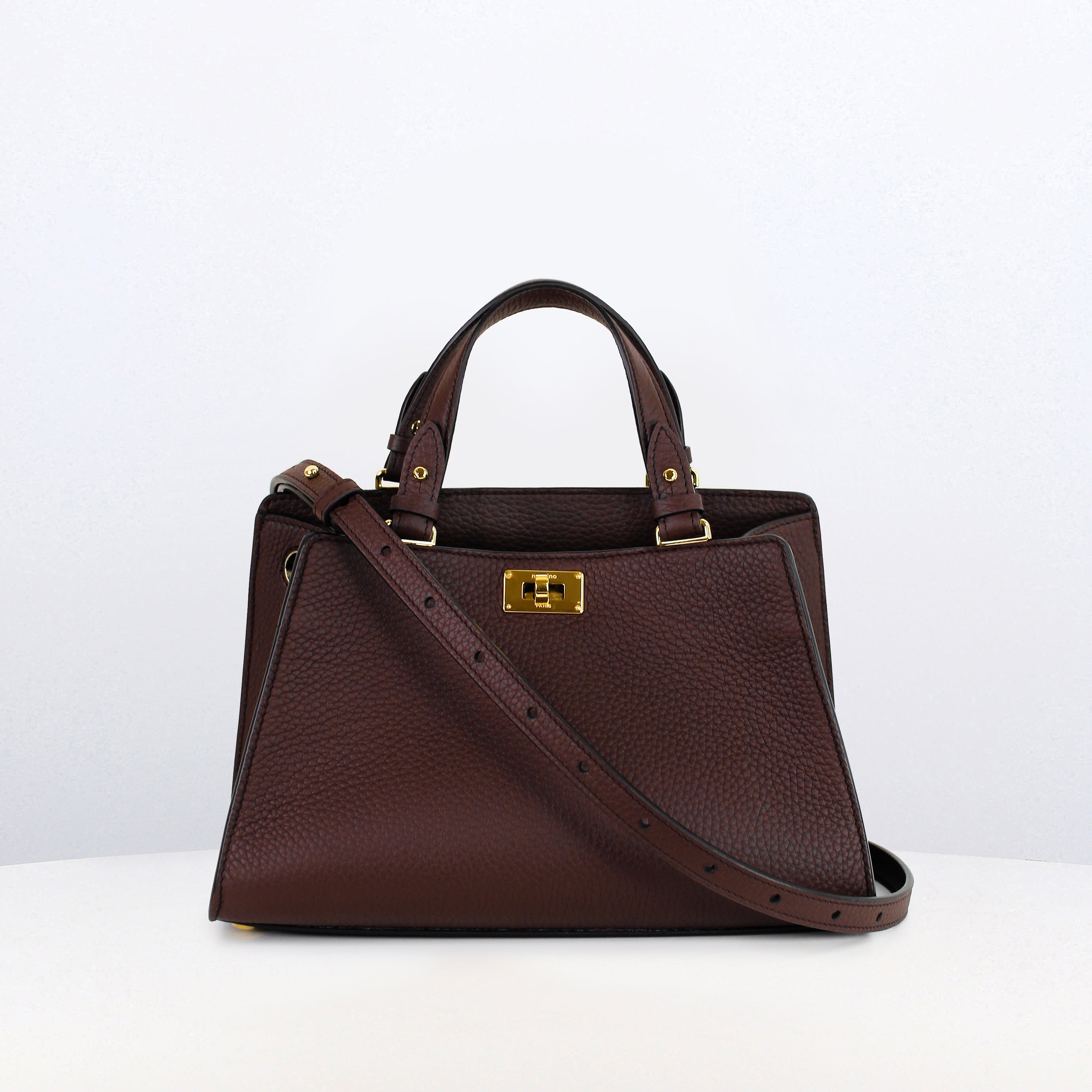 LEATHER HANDBAG TROCADERO MINI PRUNE