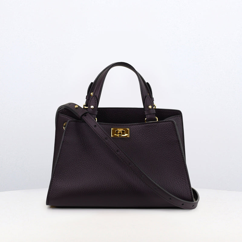 LEATHER HANDBAG TROCADERO RAISIN